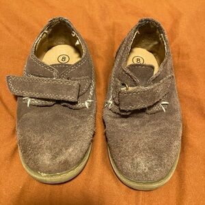Cherokee faux suede toddler boys brown slip on Velcro dress shoes sz 8